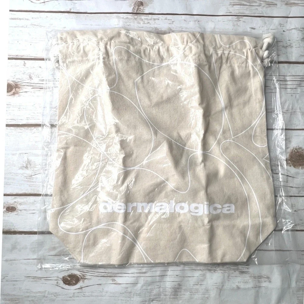 NEW Dermalogica Drawstring Bag Beige Canvas 2023 Holiday Gift Bag OS